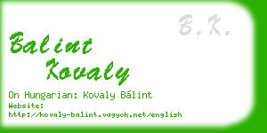 balint kovaly business card
